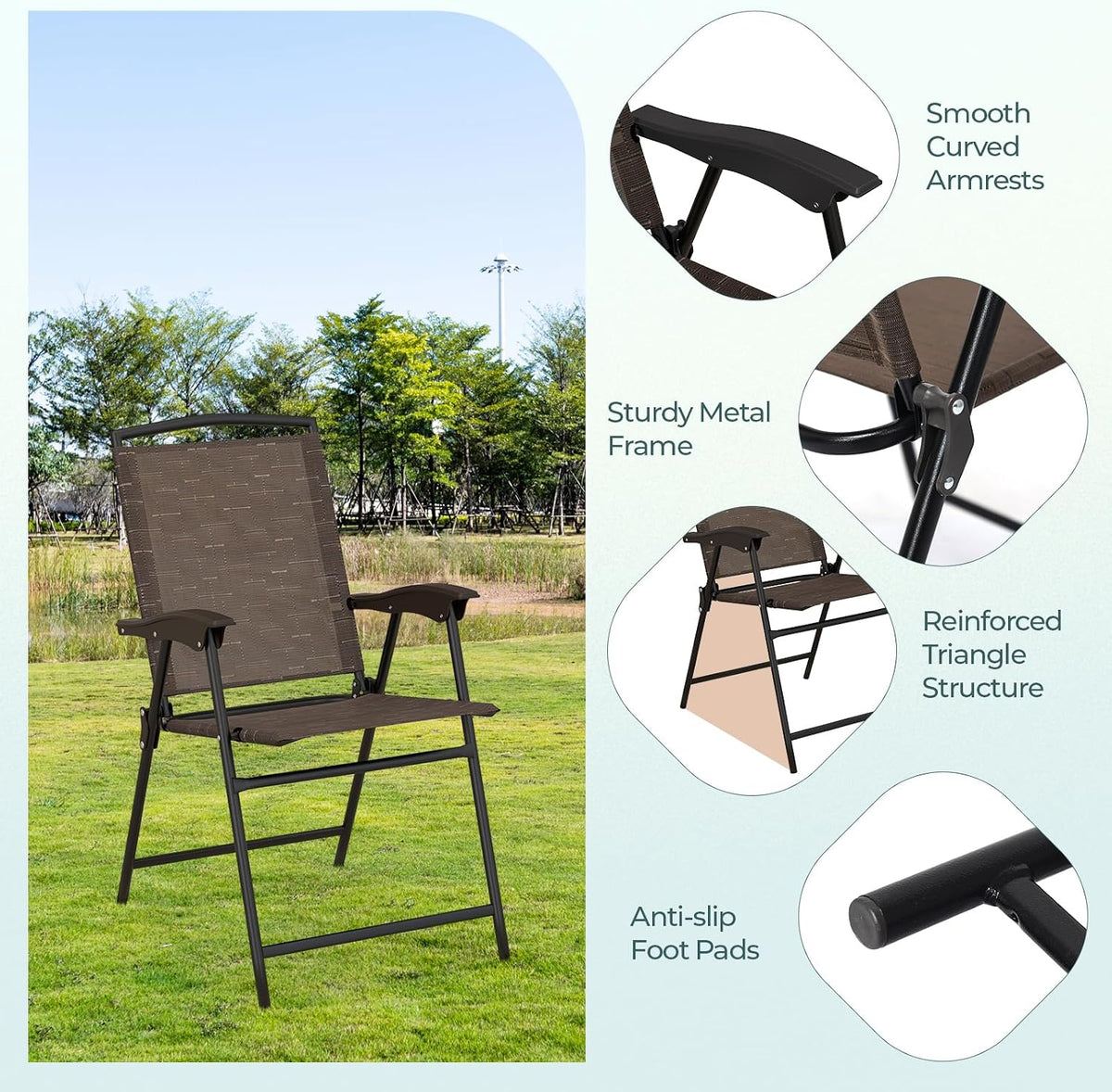 S AFSTAR 3-Piece Patio Dining Set, Steel Bistro Table and Chairs Set of 2 w/Folding Chairs & Tempered Glass Table, Indoor/Outdoor Conversation Furniture Set for Porch, Balcony, Garden, Poolside