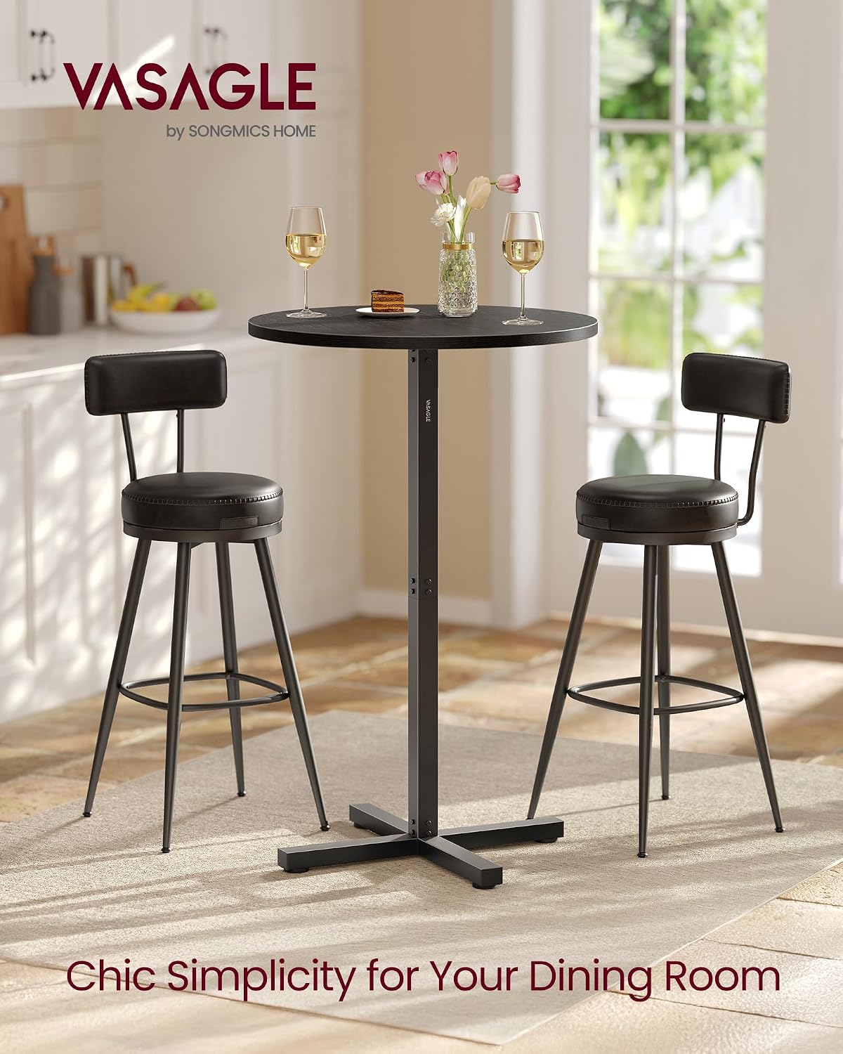 vasagle round bar table, high top bar pub shown in use