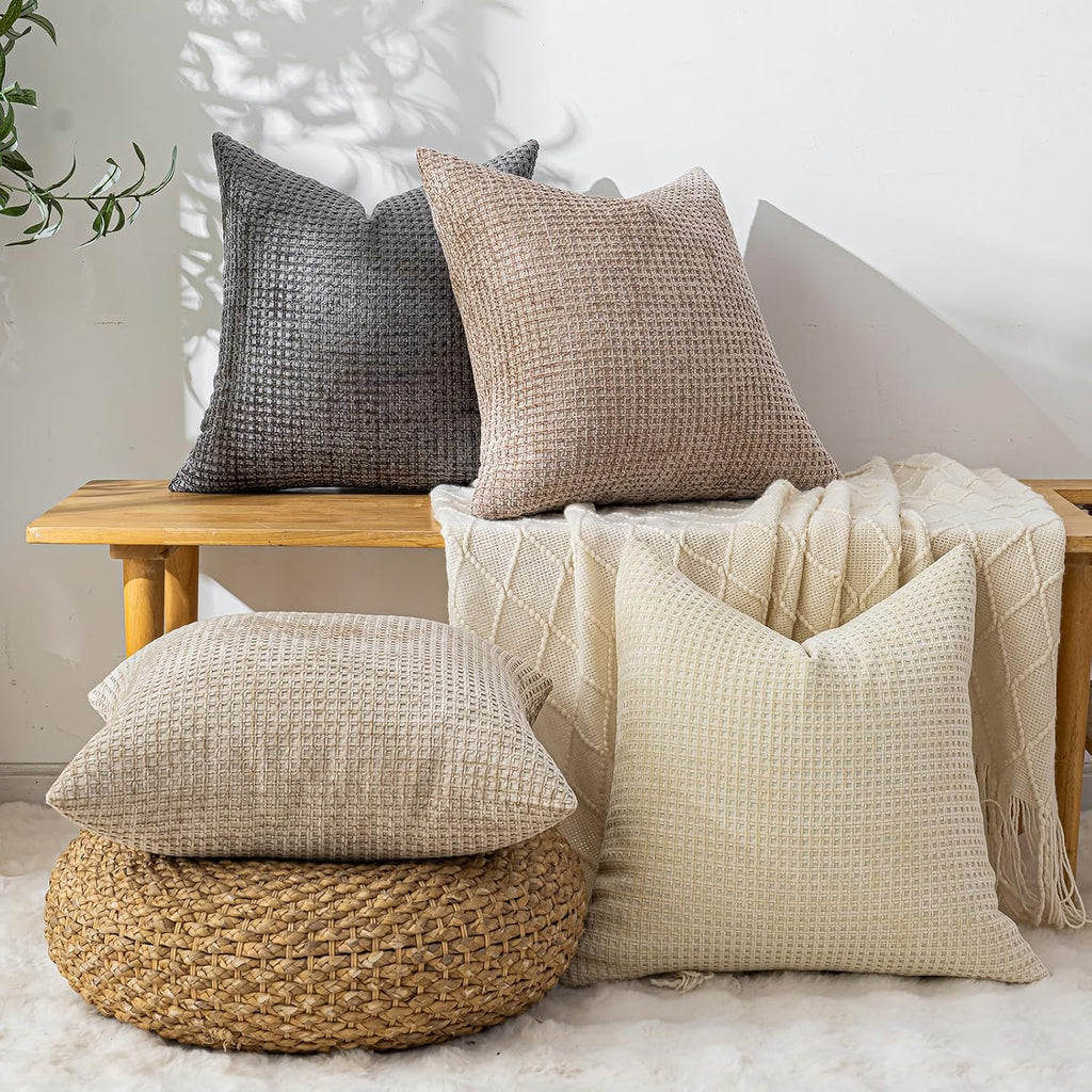 Pack of 4 Throw Pillow Covers 24x24” Boho Cushion Covers for Living Room