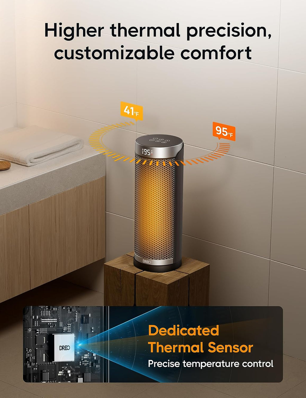 DREO 1500W Space Heaters with ALCI Safety Plug for Bathroom and Indoor Use