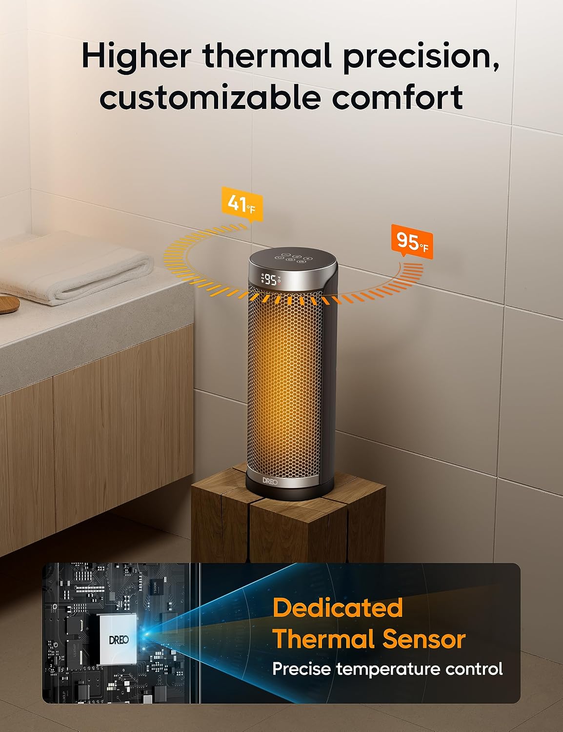 DREO 1500W Space Heaters with ALCI Safety Plug for Bathroom and Indoor Use