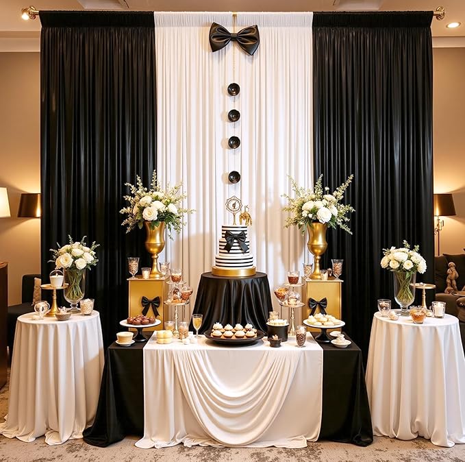 20ftx10ft Black Sequin Backdrop Curtain for Parties, Wrinkle Free Thick Glitter Sparkle Photo Backdrop Drapes 4 Panels 5x10FT Shimmer Back Drop Cloth for Wedding Birthday Halloween Background