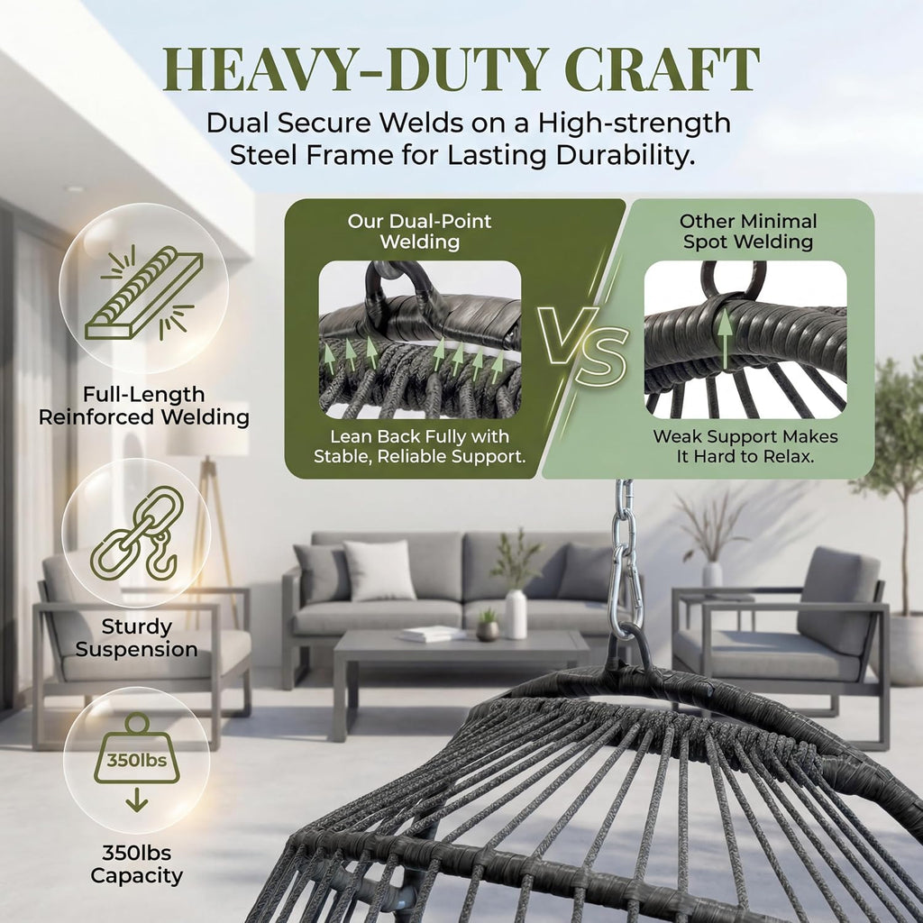 RADIATA Hanging Egg Chair Outdoor Without Stand, Wicker Rattan Swing Set