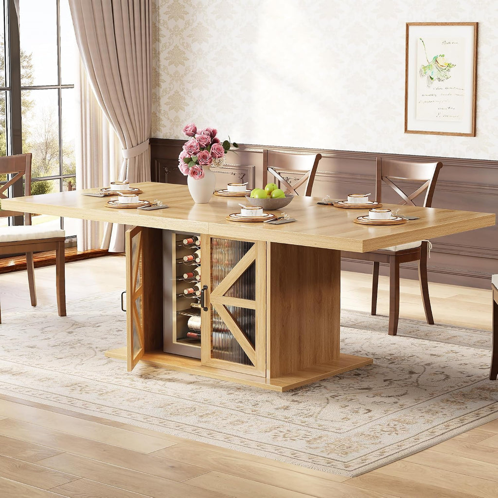 LVB Dining Table for 4-6, Modern Wood Dining Room Table, Light Oak, 63 Inch