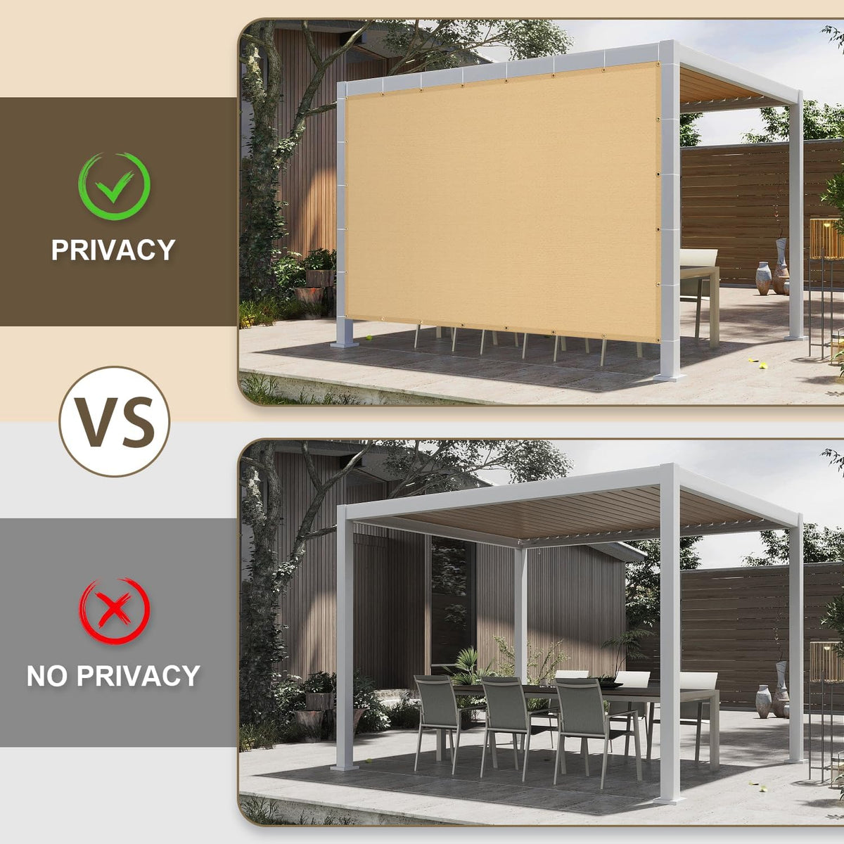 LOVE STORY 10x12 FT Sun Shade Cloth with Grommets for Patio, Sand