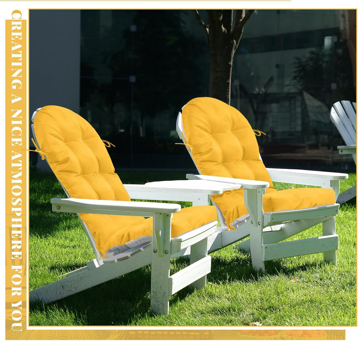 Geelin 4 Pcs Thick Cushions for Adirondack Chairs Outdoor Cushions, Amber