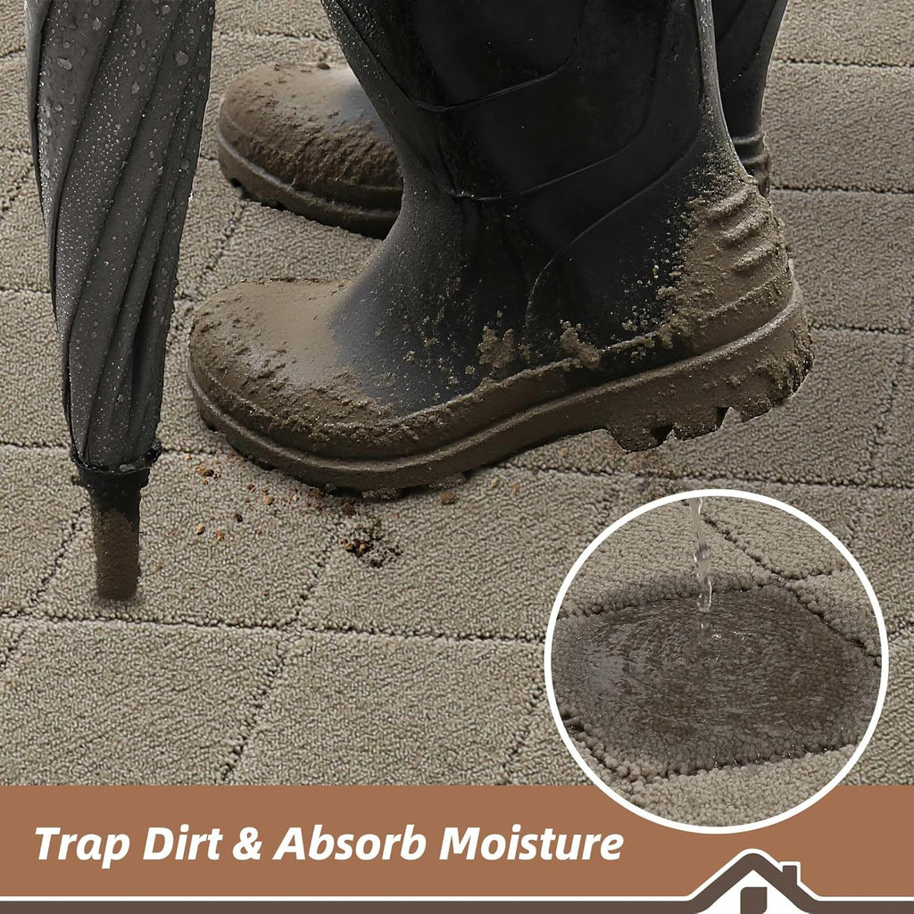 BEQHAUSE Dirt Trapper Door Mat 32" x 48", Doormat Non-Slip, Beige