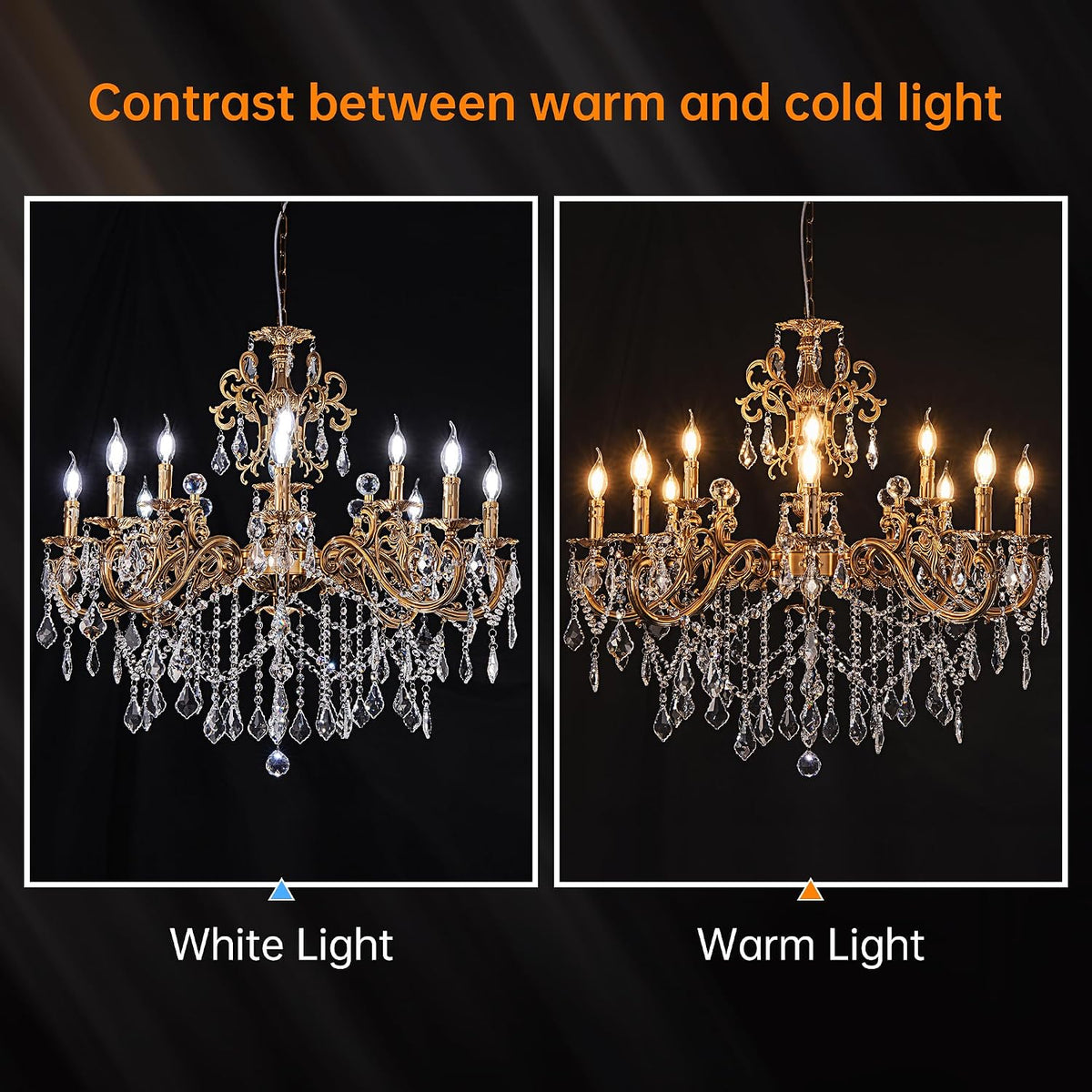 Wellmet Crystal Chandeliers 35.9" Vintage Antique Bronze Chandelier
