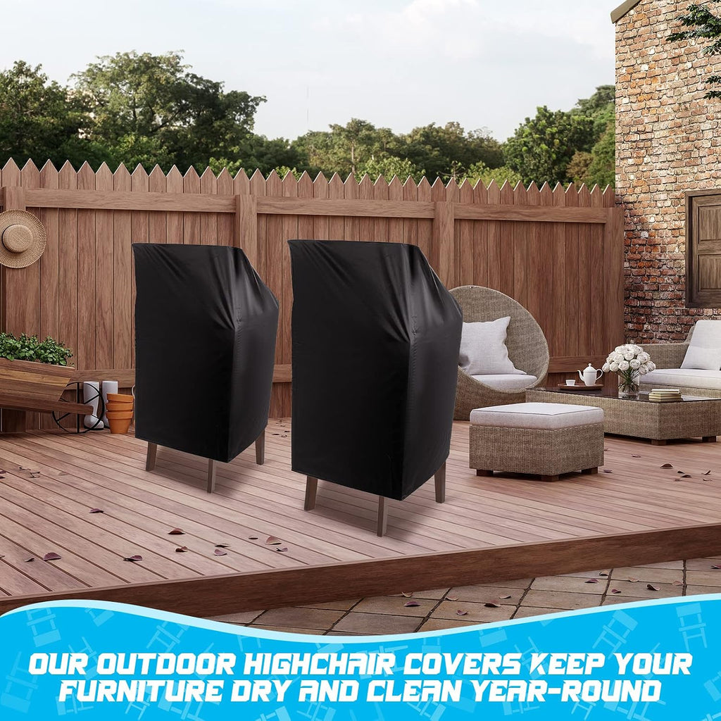 8 Pcs Black Outdoor Chair Cover Waterproof Stacking Patio Chair Cover