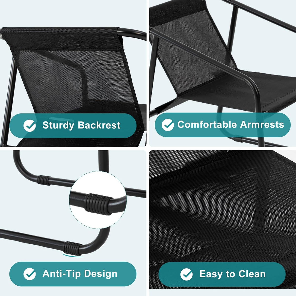 NEWBULIG 4 Piece Patio Furniture Set, Conversation Set Chairs and Table