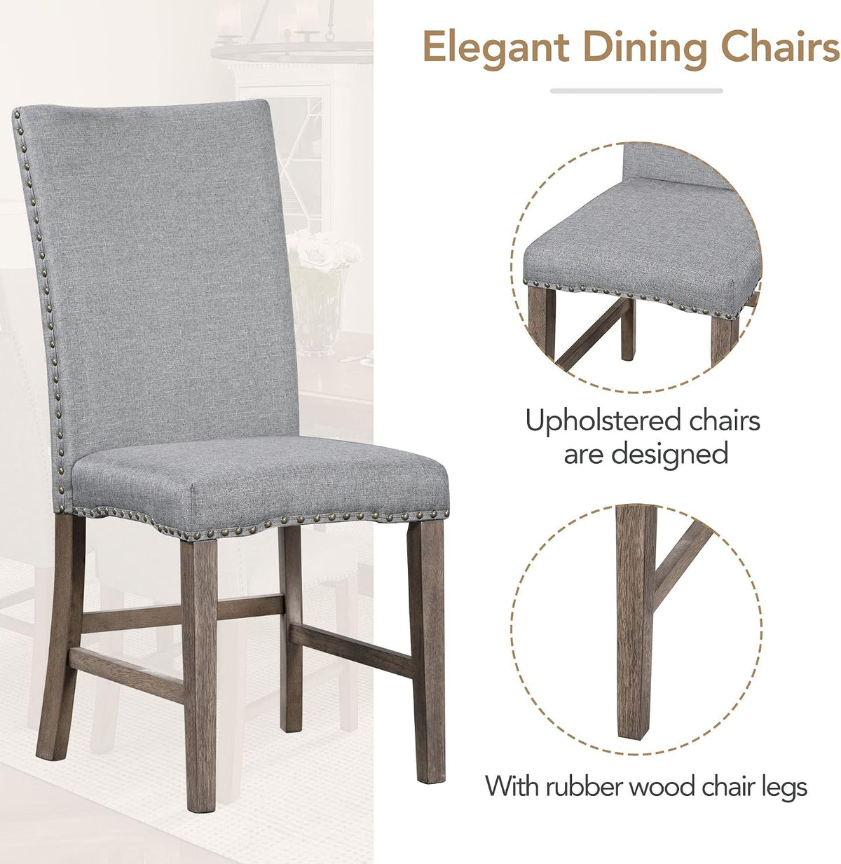 Mid-Century Extendable Dining Table Set for 6, Solid Wood 7-Piece Dining Table Set with 6 Upholstered Chairs and 12" Leaf, Home Breakfast Kitchen Dining Room Set for 6, Retro X Cross Trestle Base