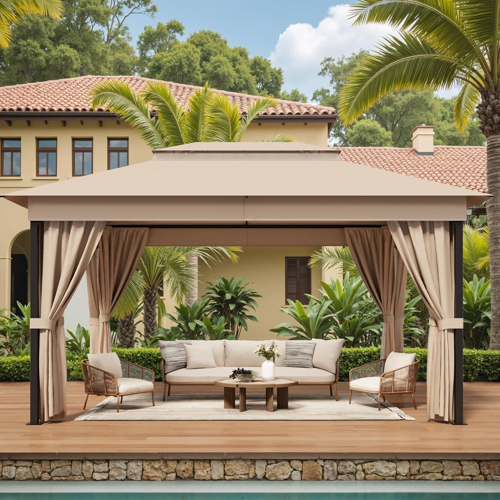 Devoko 10'x13' Outdoor Gazebo for Patio, Heavy Duty Steel Frame Canopy