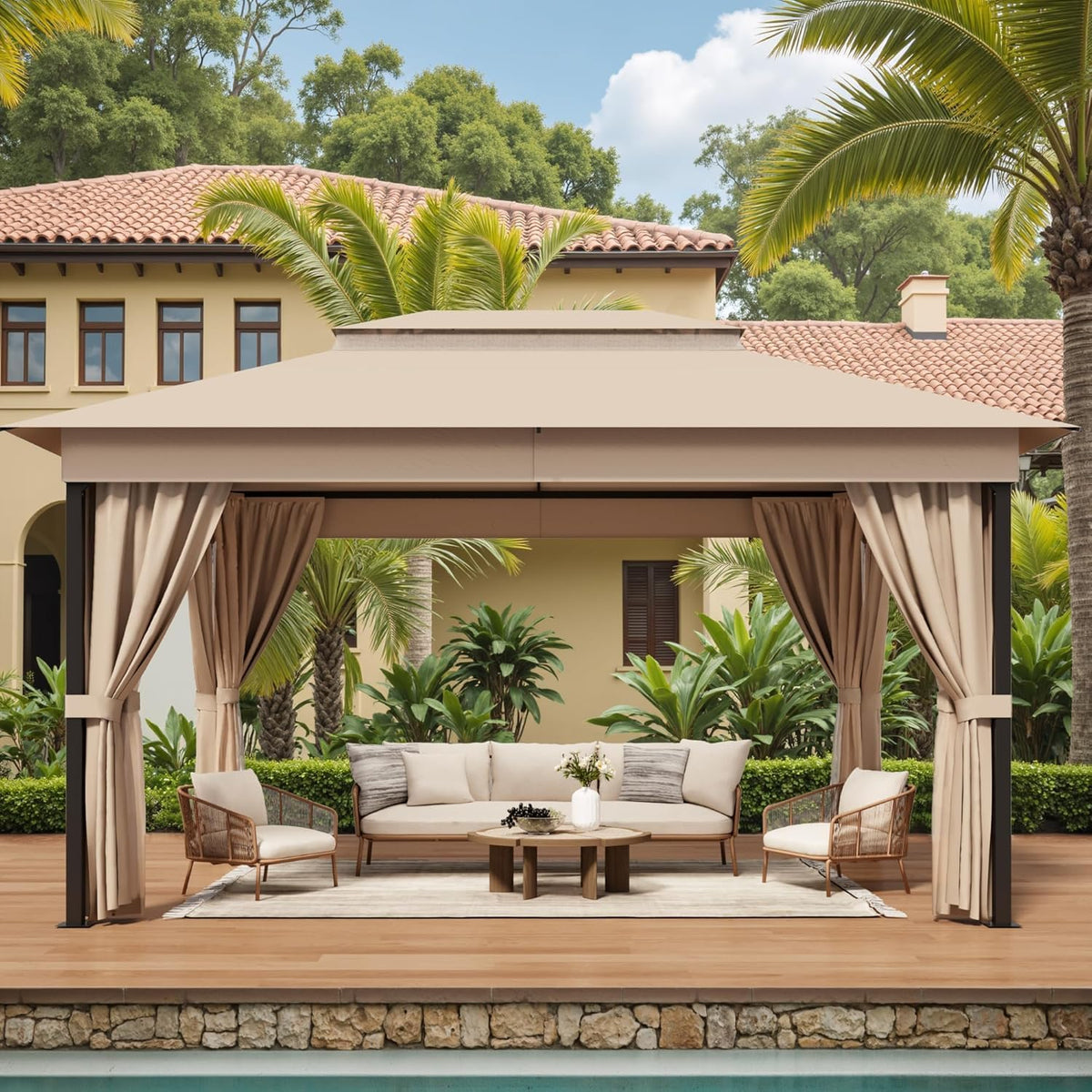 Devoko 10'x13' Outdoor Gazebo for Patio, Heavy Duty Steel Frame Canopy