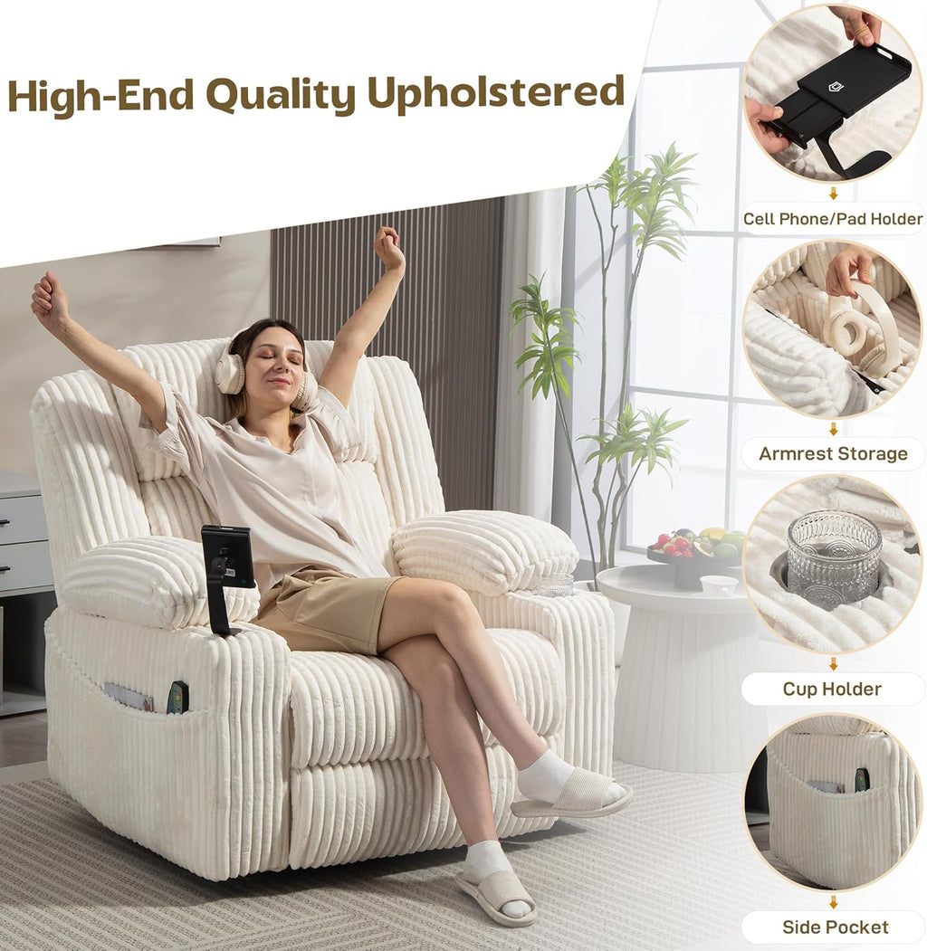 SINCRUMI Power Swivel Rocker Recliner with Dual Motor Adjustable Headrest
