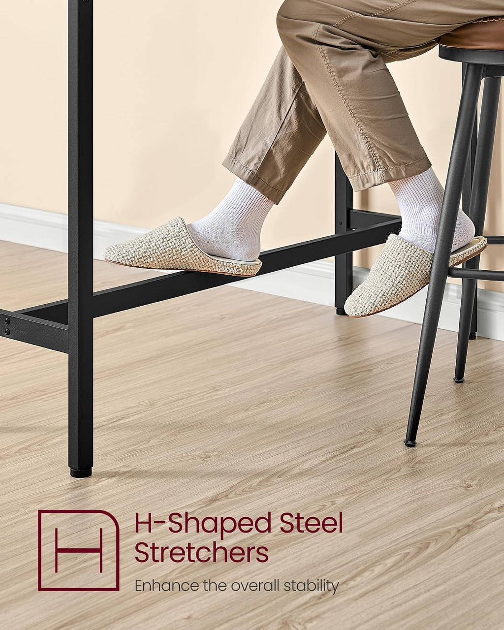 VASAGLE Bar Table with Power Outlets, Computer Desk, 47.2" W