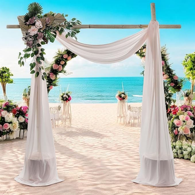 MDS Halloween Chiffon Draping Fabric - 2 Panel, 30" Wide x 40ft Long - Sheer Spooky Arbor & Canopy Drapery for Haunted House Backdrops, Party Ceilings, DIY Costumes & Themed Events - Nude (Pack of 2)