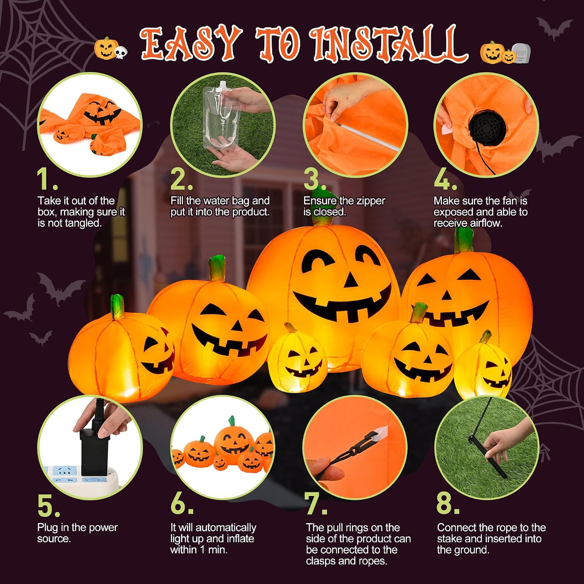 TISEJOY 7.5FT Halloween Inflatables Outdoor Decorations Pumpkin