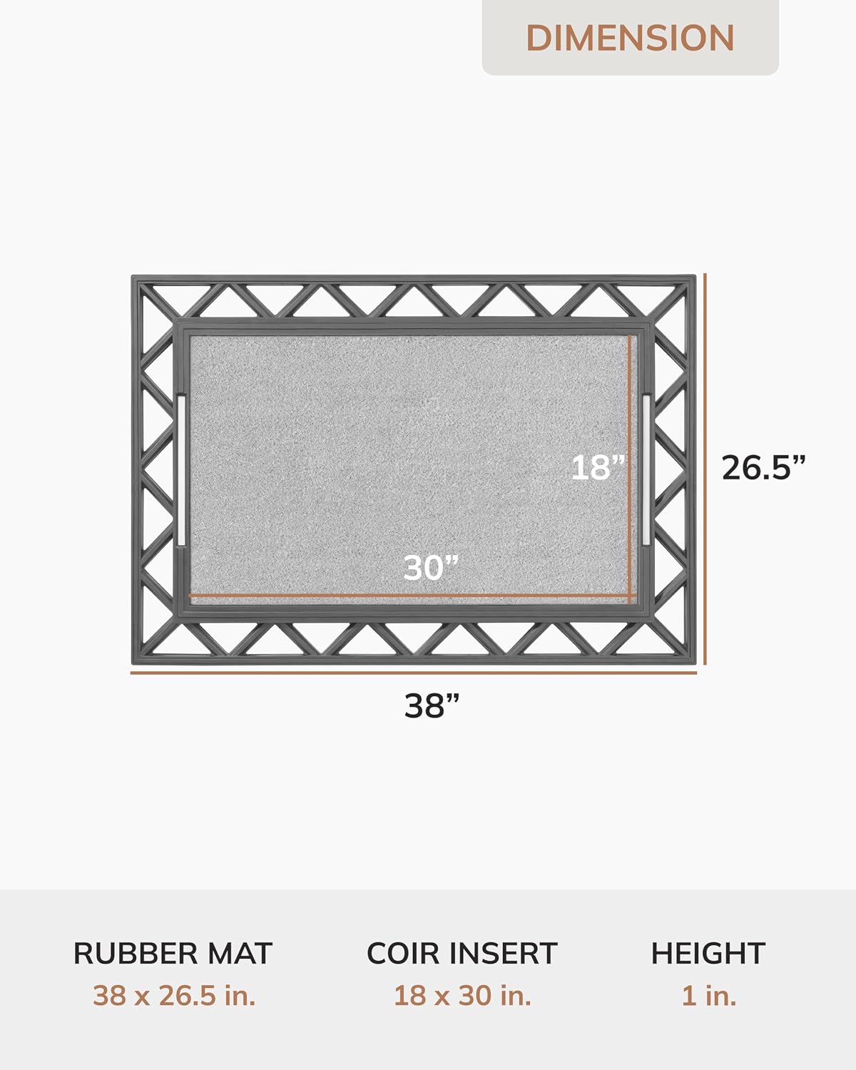 Anji Mountain BriteStep LED Doormat, 38x26.5in Pressure Activated Welcome Mat, All-Weather Front Door Mat, 18x30 Swappable Coir Insert, Wireless 3AA, Auto Shut-Off, Non-Slip Rubber Backing