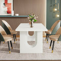 Tribesigns Modern Dining Table for 6 to 8 People, 71" Large Kitchen Dining Table with Wood Pedestal Base, Rectangular Long Dinner Table for Kitchen, Dining Room, Living Room, White