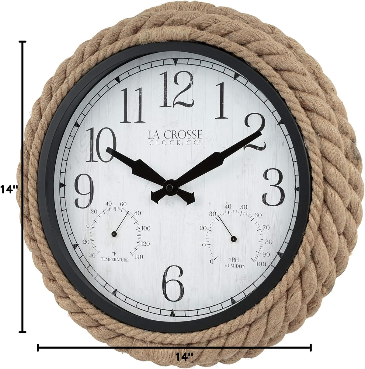 La Crosse Clock 433-3836 14-inch Rowan Indoor/Outdoor Rope Analog Quartz Wall Clock