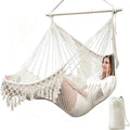 Chihee Hammock Chair Handmade Woven Mesh Hanging Seat Metal Spreader Bar
