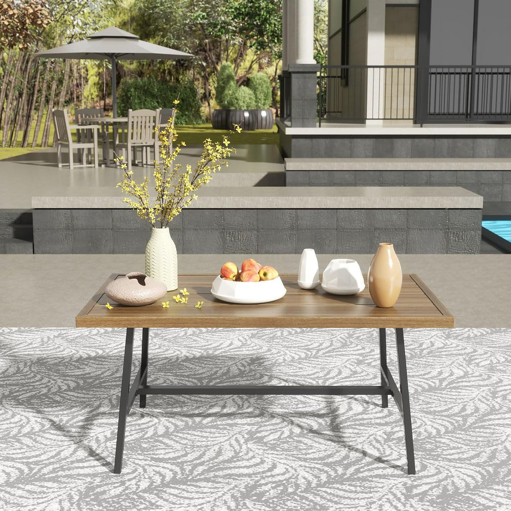 NATURAL EXPRESSIONS Outdoor Patio Coffee Table, Woodgrain Texture Tabletop