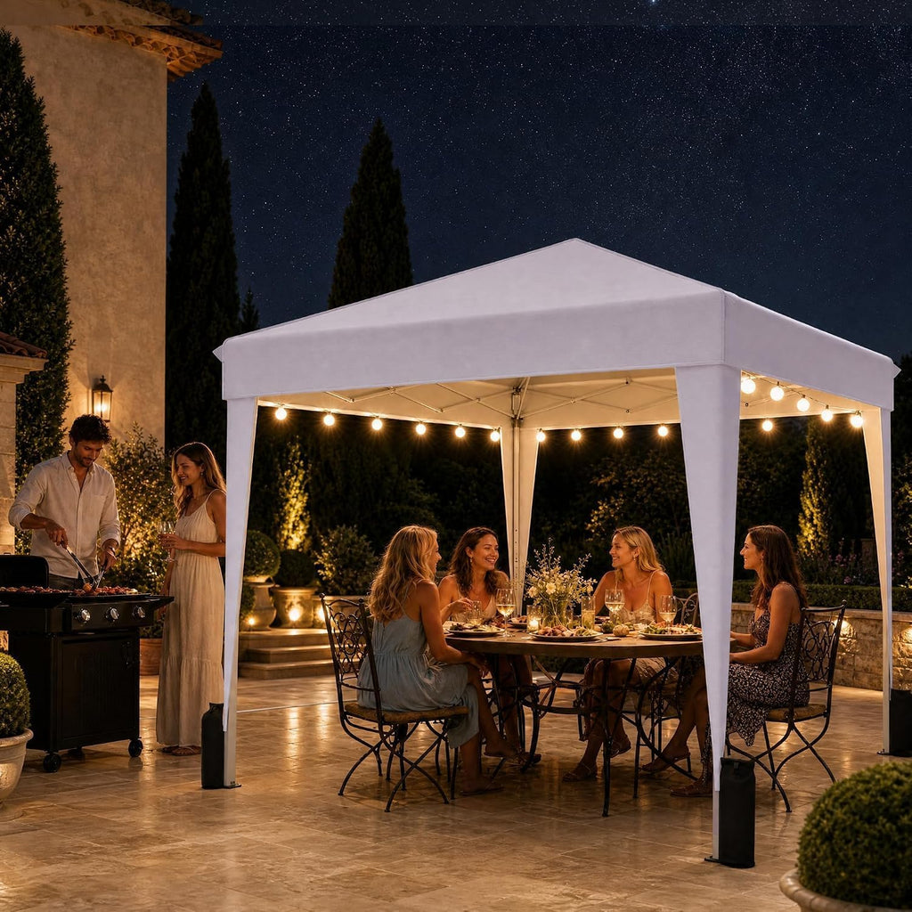 10x10 Pop Up Canopy Tent with Sidewall, Commercial, White