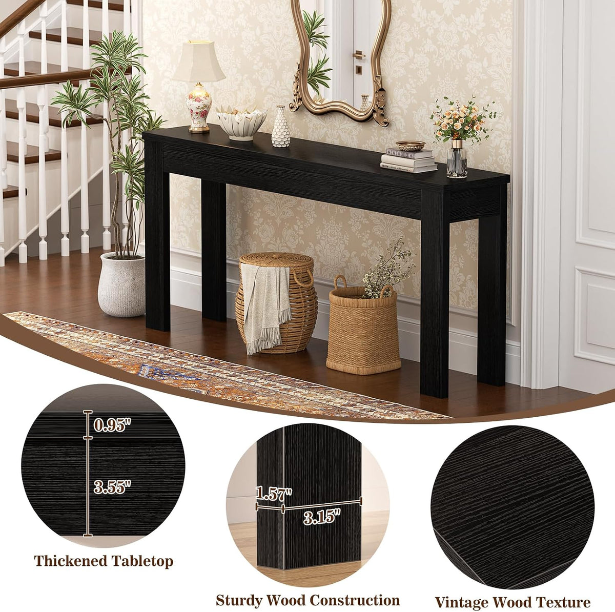 Armocity Console Table for Entryway, 47" Farmhouse Sofa Tables Narrow Long