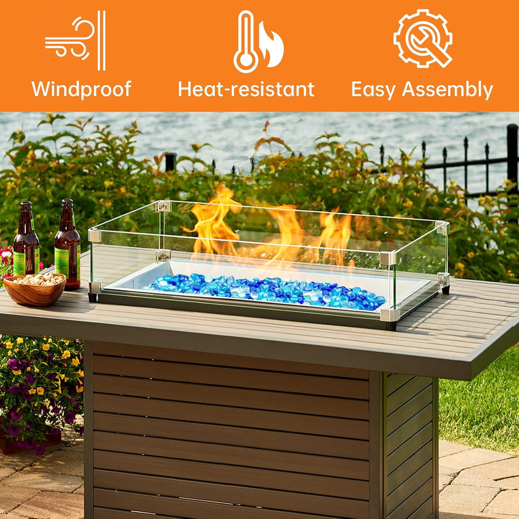 Fire Pit Wind Guard, 31.5" x 14.5" Fire Pit Wind Guard Rectangle