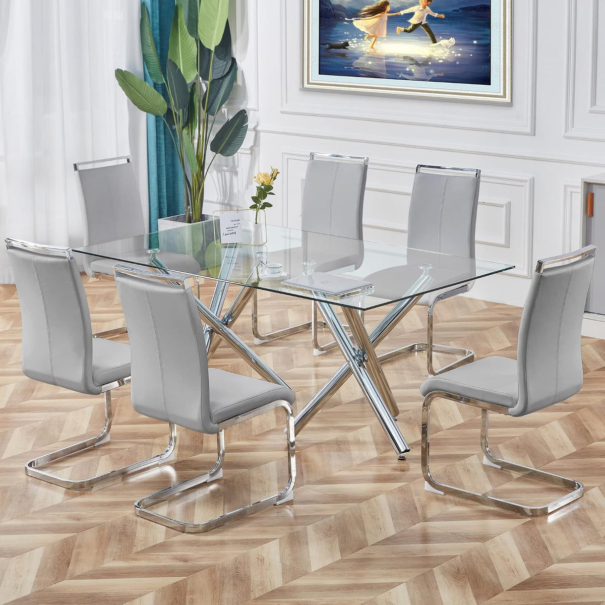 AZmac Modern Leather Dining Chairs Set of 2, Dining Room Chairs Set of 2