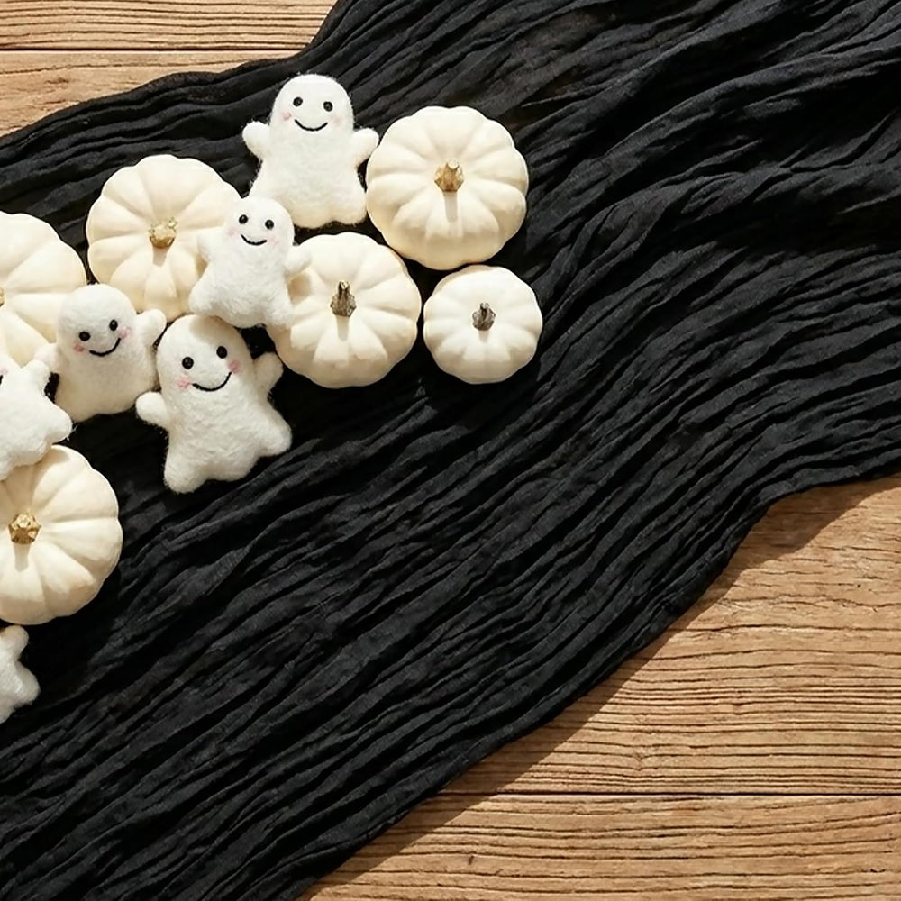 6 Pack Halloween Black Cheesecloth Table Runner Boho Gauze Home Decor