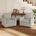 INZOY Swivel Accent Chair Set of 2, Upholstered Square Chair, Swivel Barrel Reading Chair with Thick Padded Backrest Cushion for Living Room Bedroom Small Space, Blue