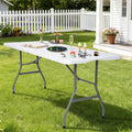 Folding Table 6ft Foldable Table with Built in Handle & Steel Legs / 6FT Heavy Duty Folding Portable,Perfect for Party, Dining Indoor/Outdoor Events, Tailgating & Backyard BBQ,White