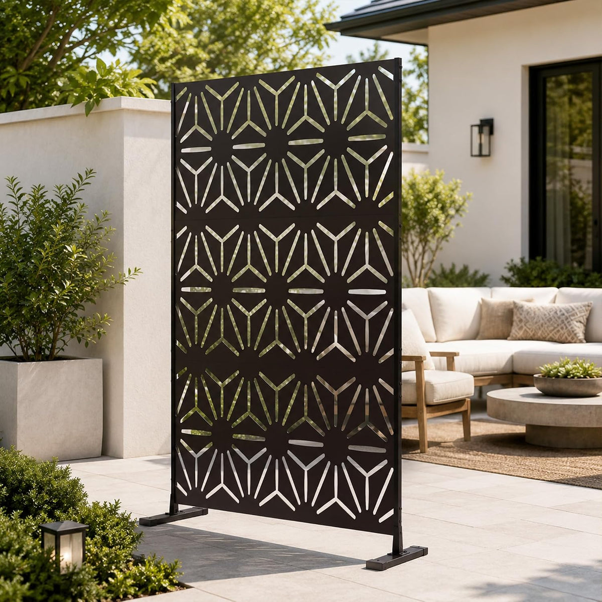 Kozyard Metal Privacy Screen 74" H x 47.2" W Decorative Outdoor Divider