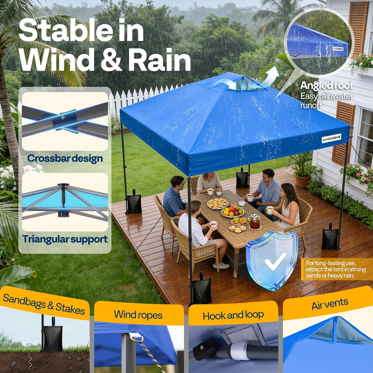 VIVOHOME 10x10ft Pop Up Canopy Tent One Push Setup