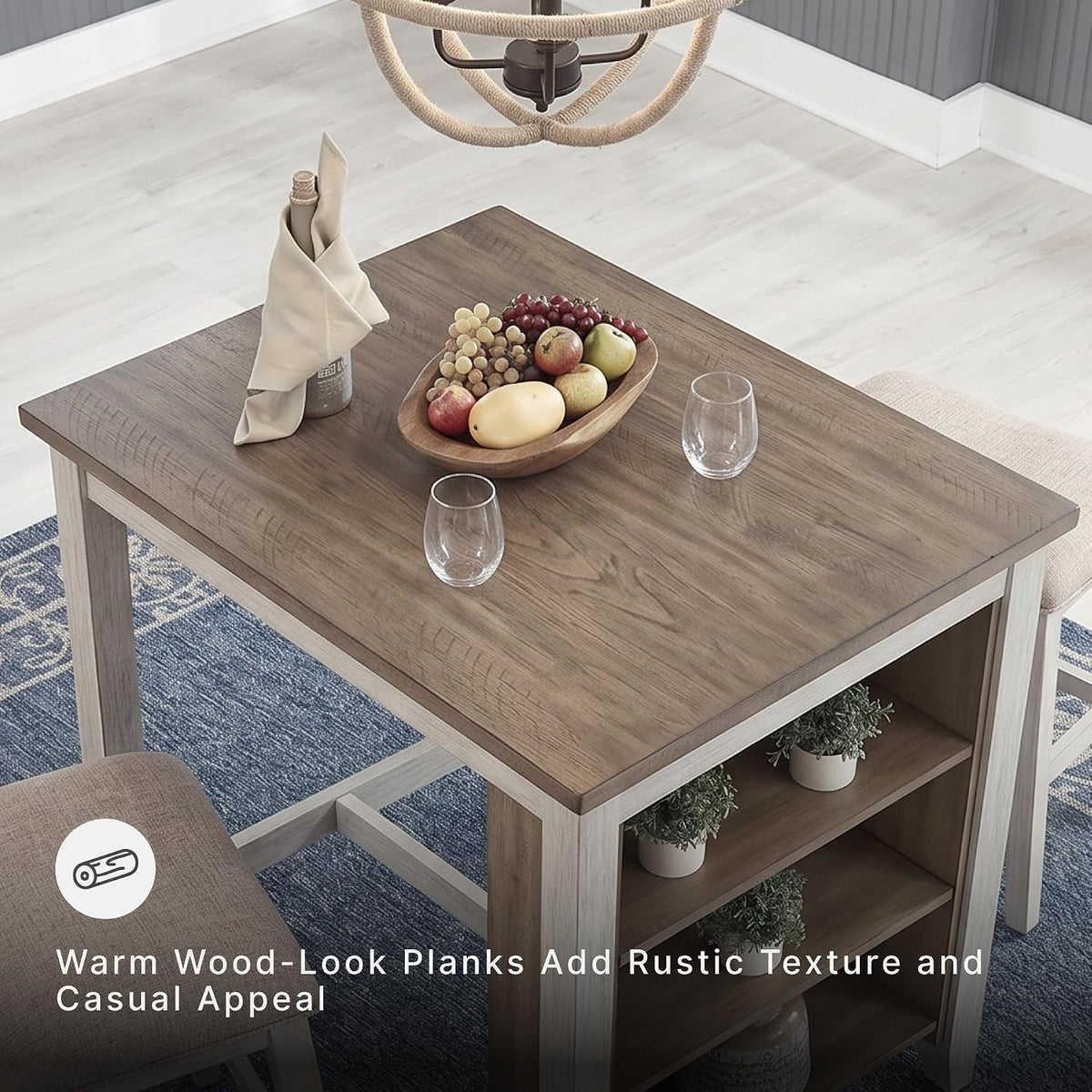 Signature Design by Ashley Skempton 3-Piece Counter Height Dining Table Set