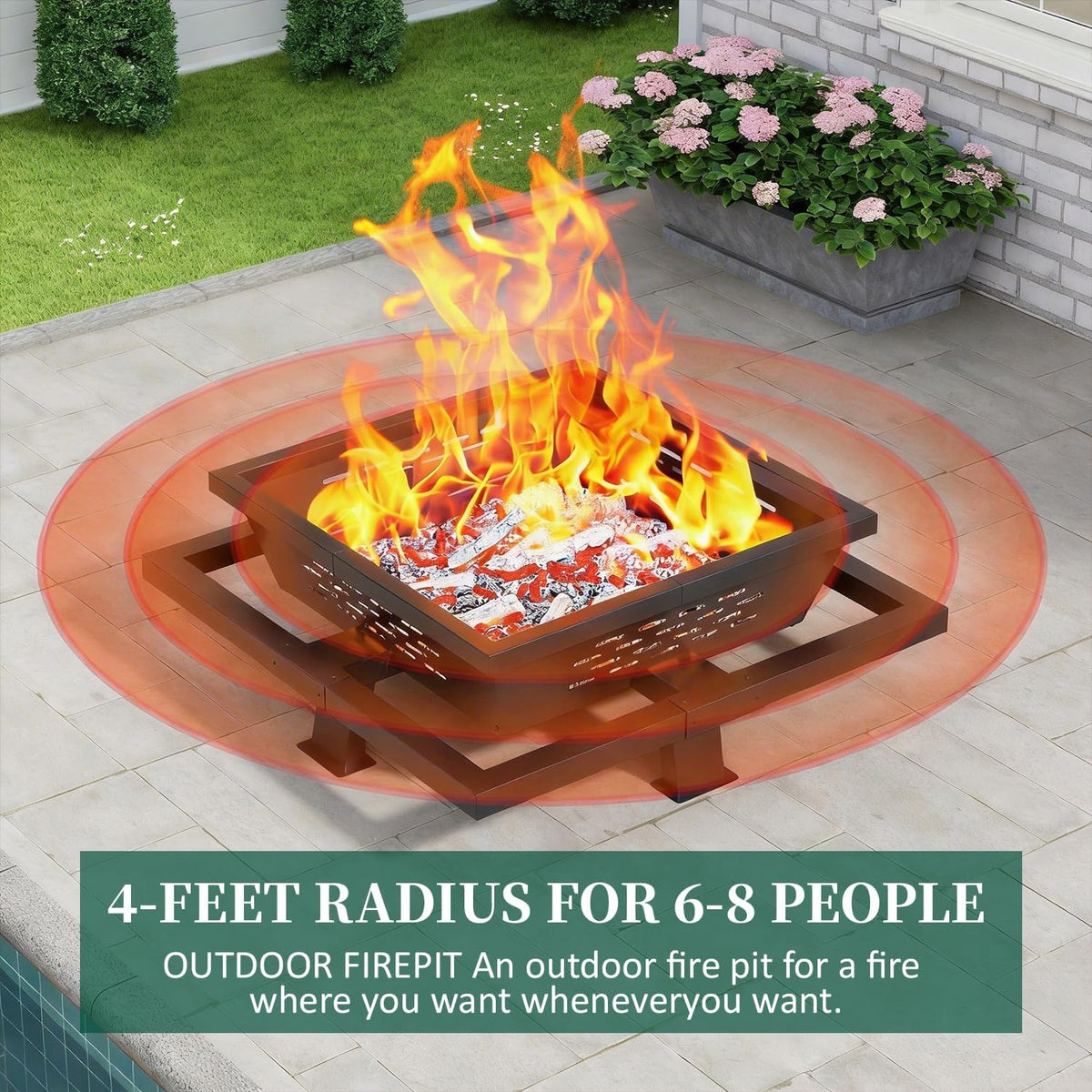 36 Inch Fire Pit for Outside, Outdoor Wood Burning Firepit with Poker, Heavy Duty Fire Pit for Camping, Backyard, Patio