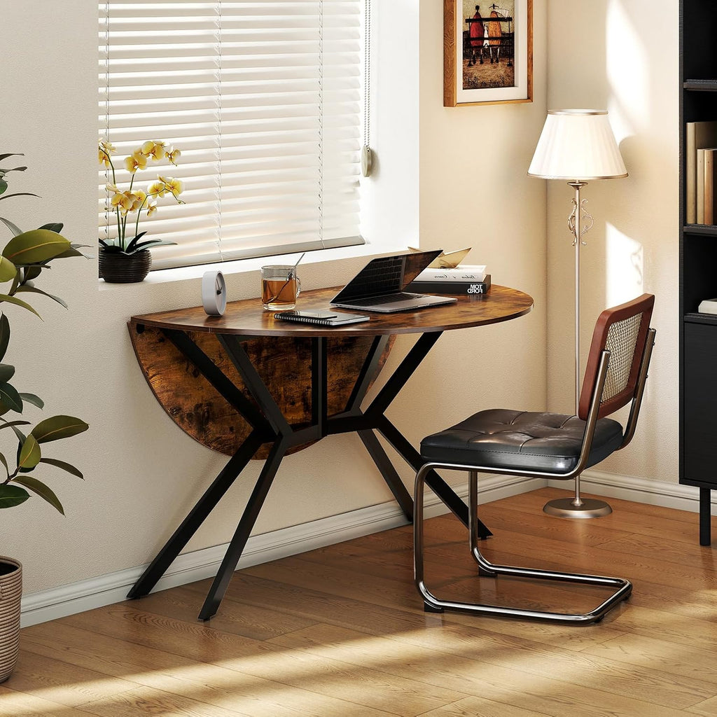 GIANTEX Folding Dining Table for 4, 47" Round Kitchen Table for Small Space