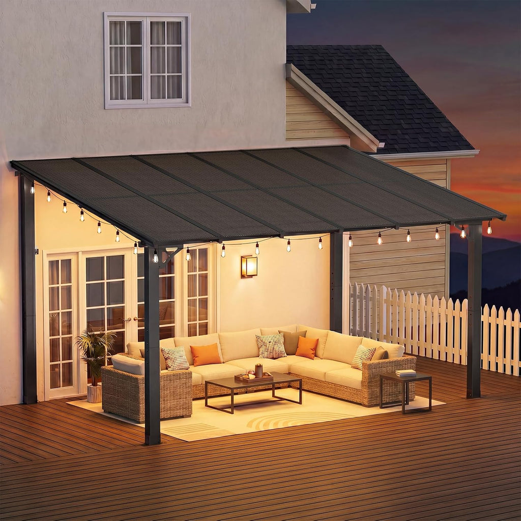 Aoxun 12’x10’ Gazebo for Patio, Gazebo Pergola with Sloped Roof, Black