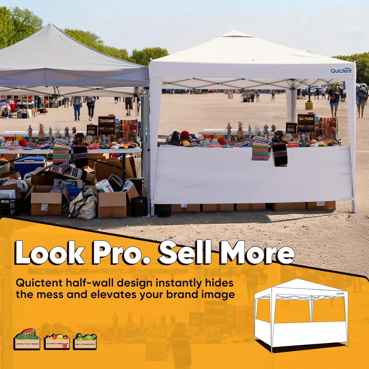 Quictent 10x10 Pop Up Canopy Tent with Half Sidewall