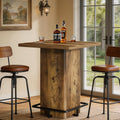 Tribesigns 39.37" Bar Height Table, Square Pub Table with Built-in Metal Footrest Ring, Sturdy Bistro Design for Kitchen, Home Bar, Small Space, Rustic Wood Grain