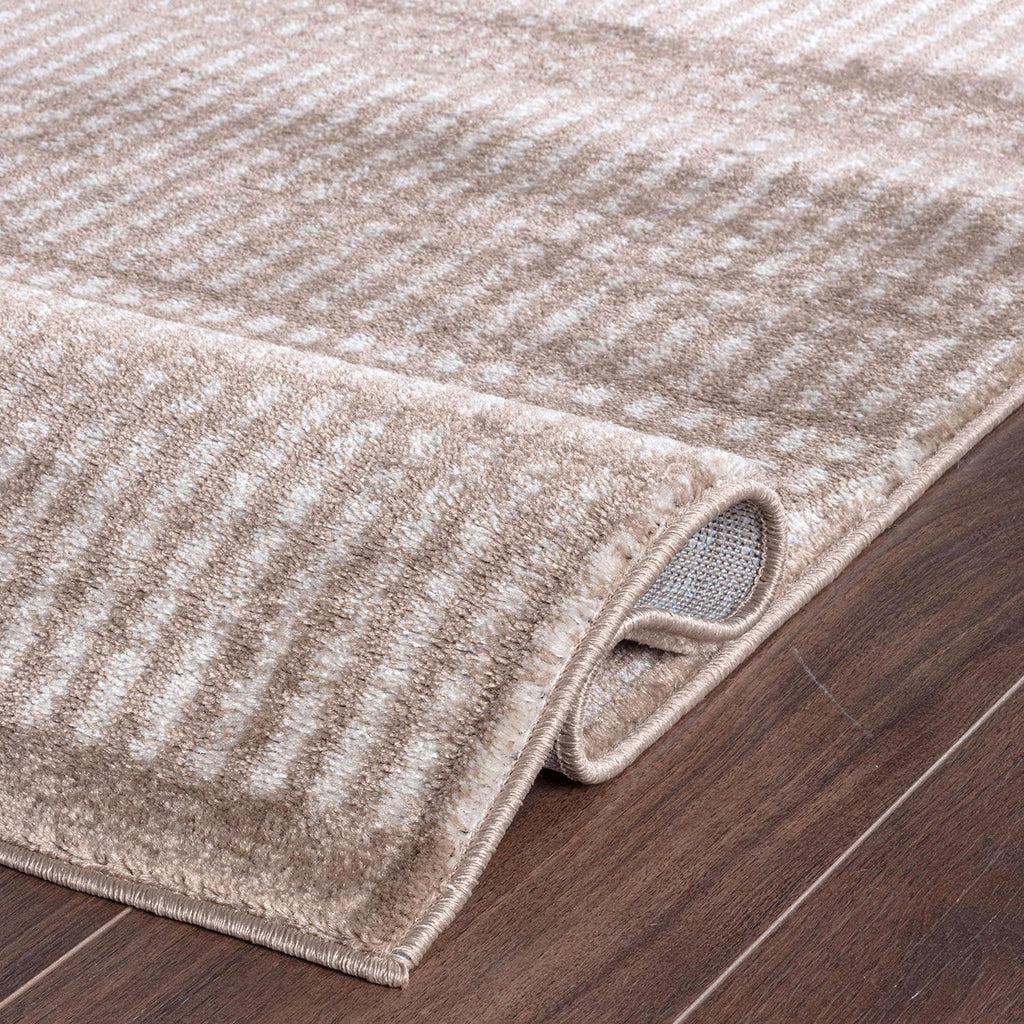 Rugshop Contemporary Stripe Lines High Traffic Area Rug Beige 5' x 7'