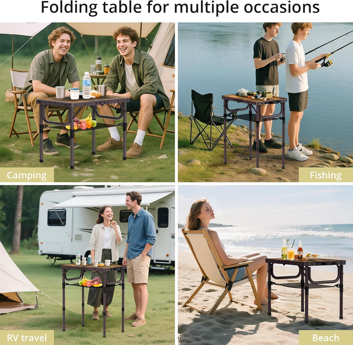 Anbte 2ft Camping Folding Table, 24" X 16" Aluminum Small Portable Table