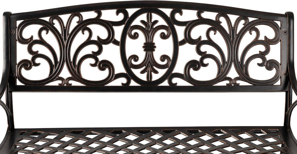 Patio Sense Decatur Rust-Resistant Cast Aluminum Bench, Antique Bronze