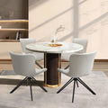 Dining Chairs Set of 4, Faux Leather Upholstered Swivel Chairs White