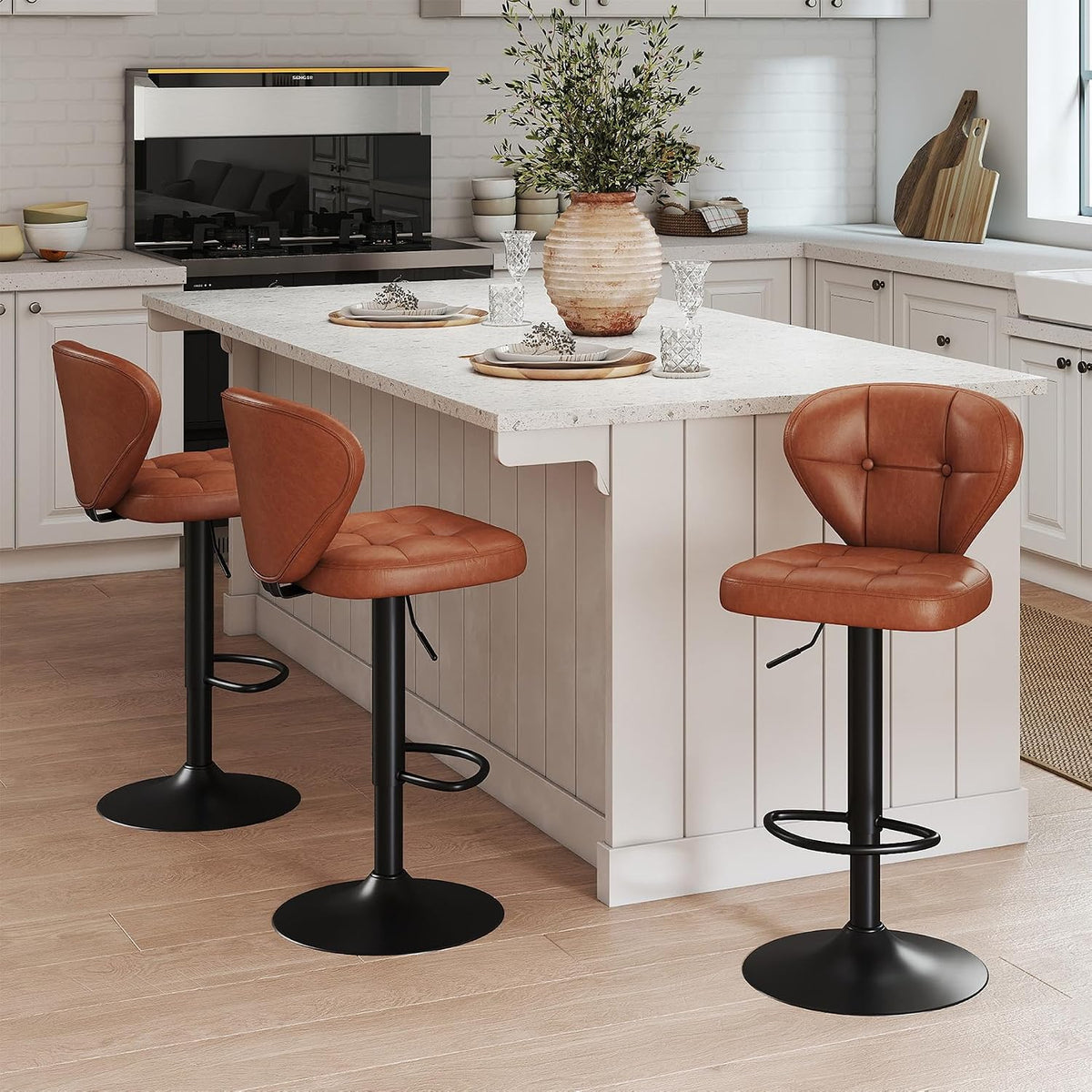 Bar Stools Set of 3 - Swivel Counter Height Barstools (Height Adjustable)