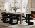 HNY Modern Black Velvet Barrel Dining Chairs Set of 6