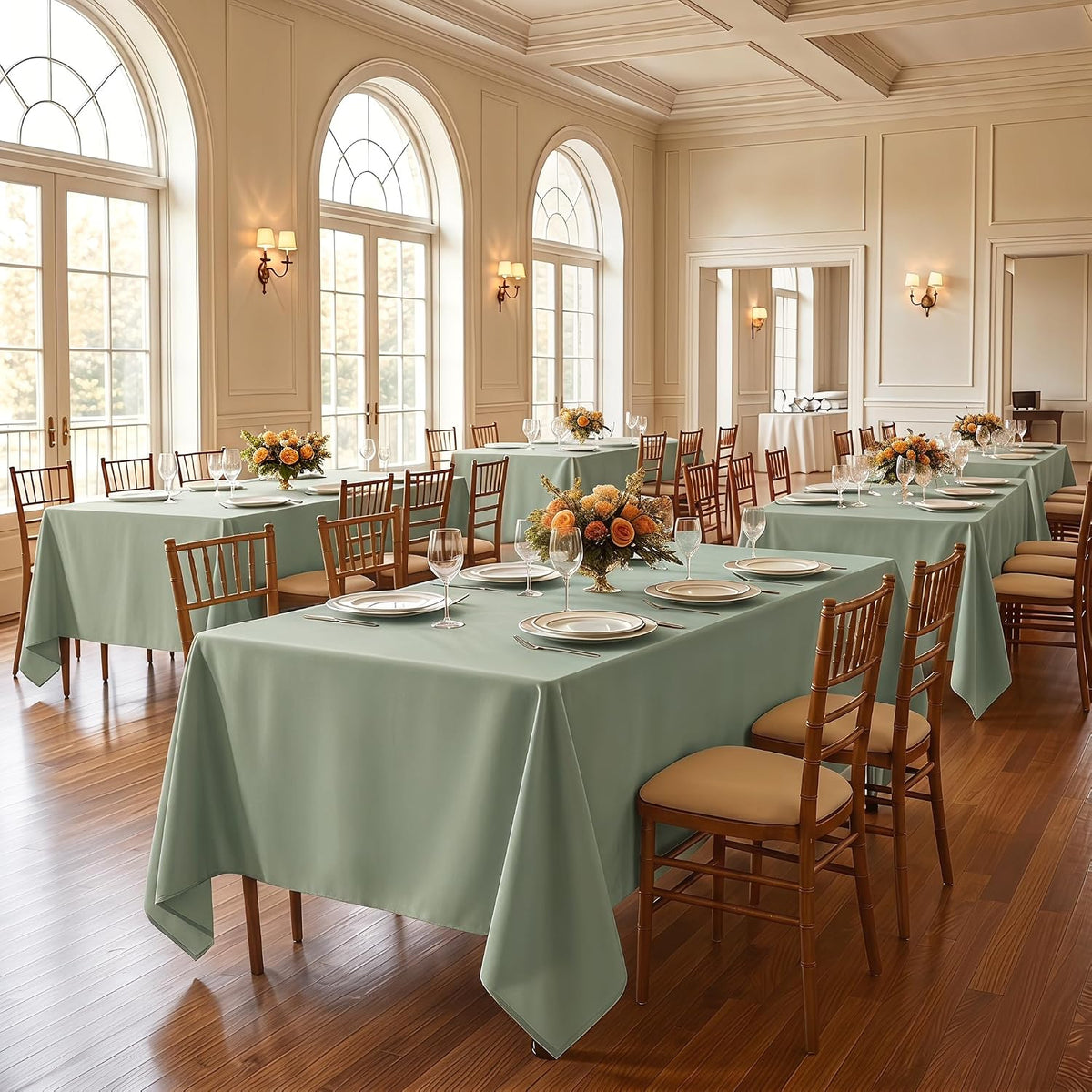 Fitable 6 Pack Sage Green Tablecloths for Rectangle Tables, 70 x 120 Inch