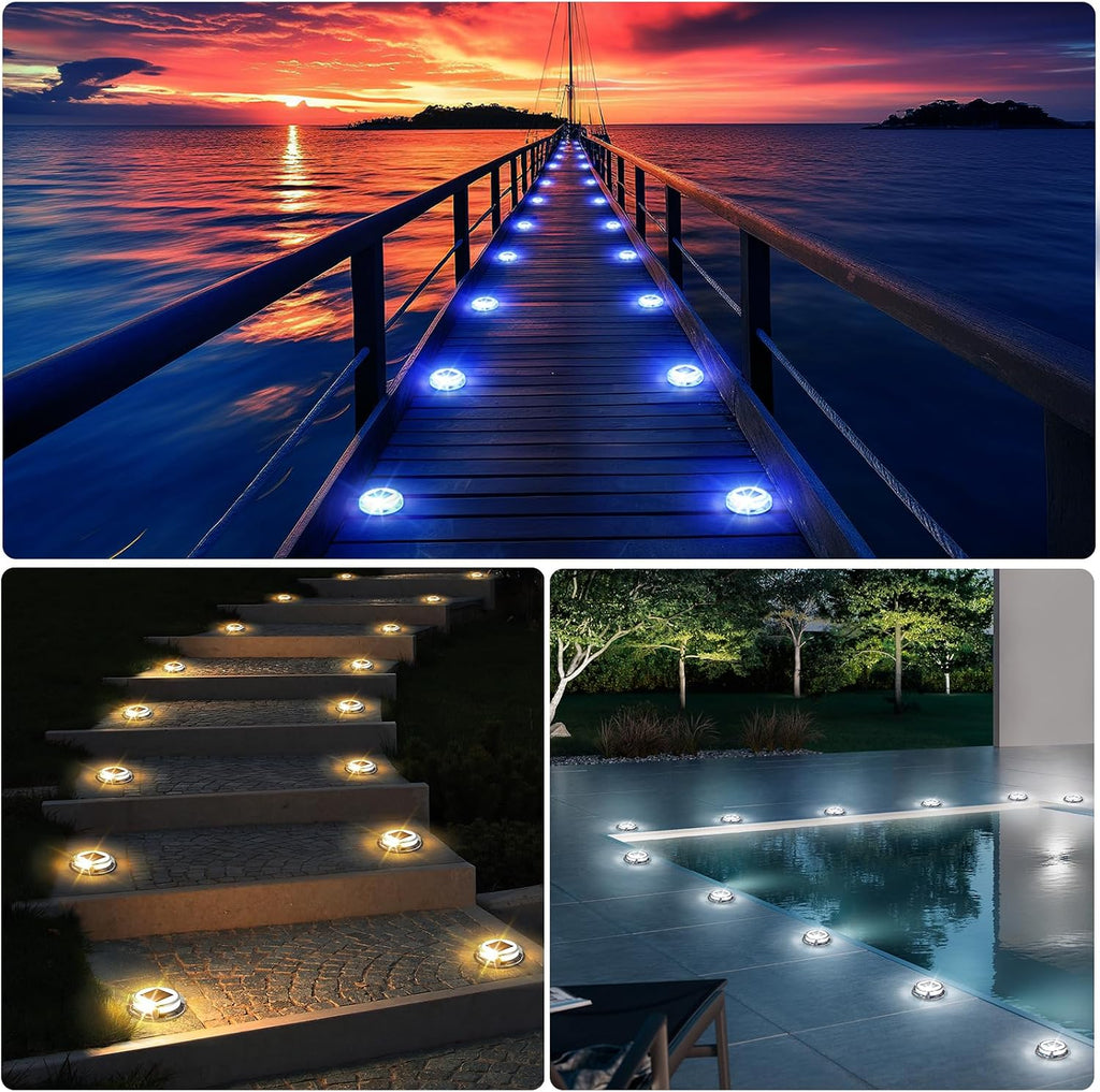 quntis solar deck lights outdoor 12 pack, 3, close-up detail