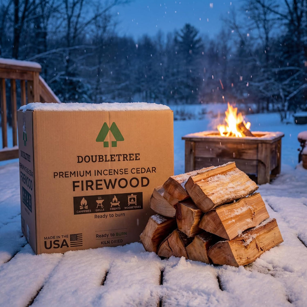 Double Tree Kiln Dried Cedar Firewood, 16 in Logs + Starter, 3.3 Cu Ft
